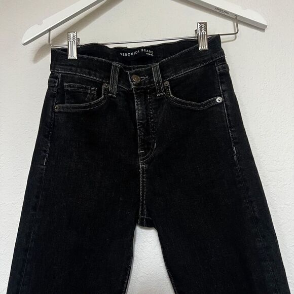 Veronica Beard Carly Kick Flare High Rise Jeans Salt Pepper Black 24 - Picture 5 of 10